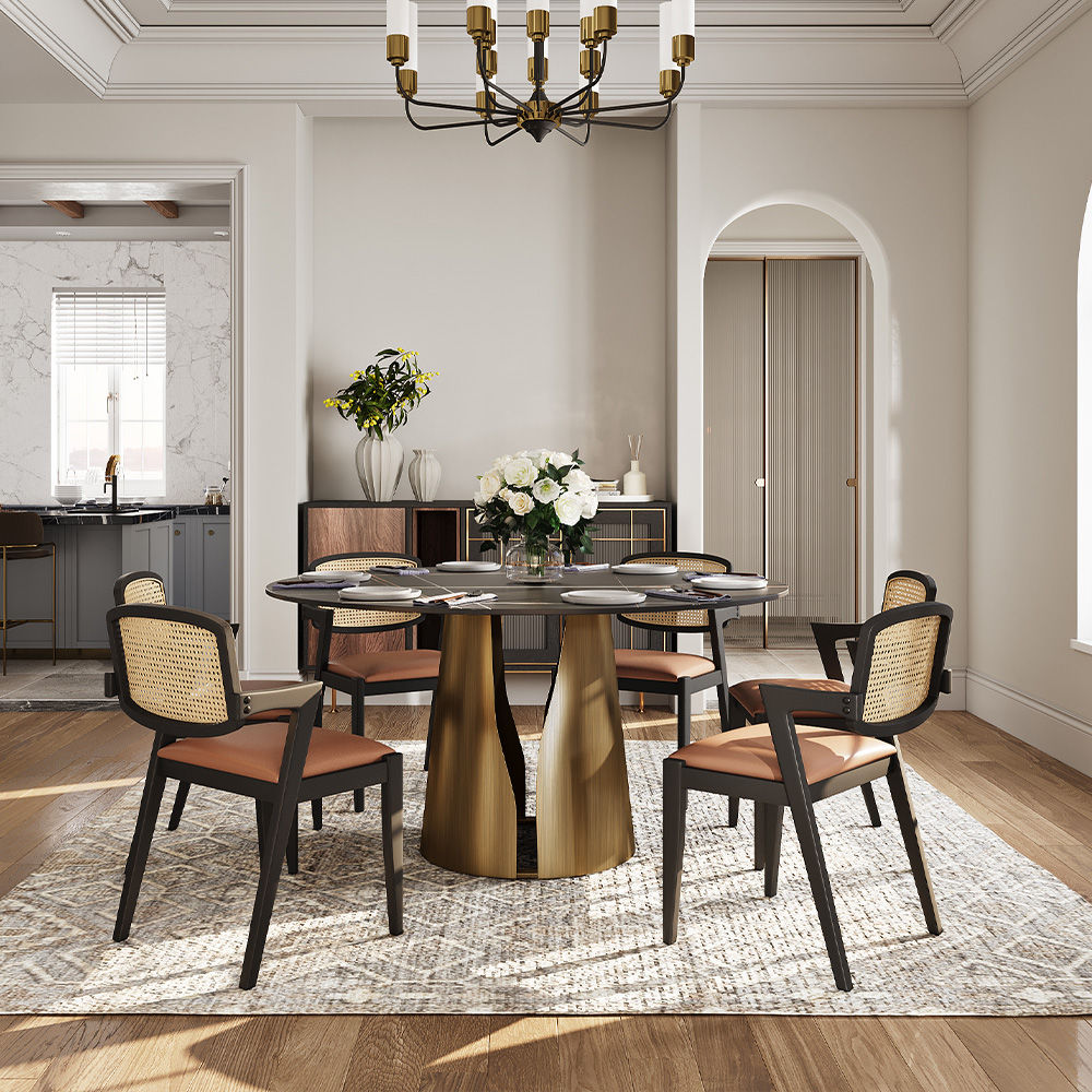 4 Seaters Black Matte Sintered Stone Dining Tables