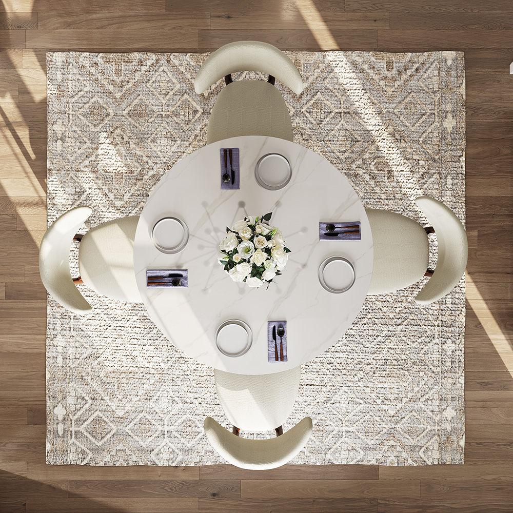 Sintered Stone White Glossy Sintered Stone Dining Tables