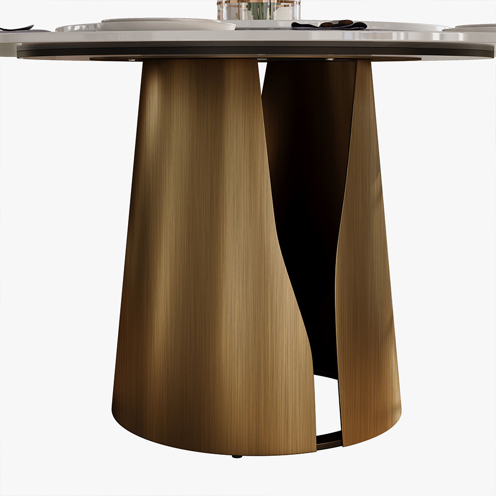 6 Seaters White Glossy Sintered Stone Dining Tables