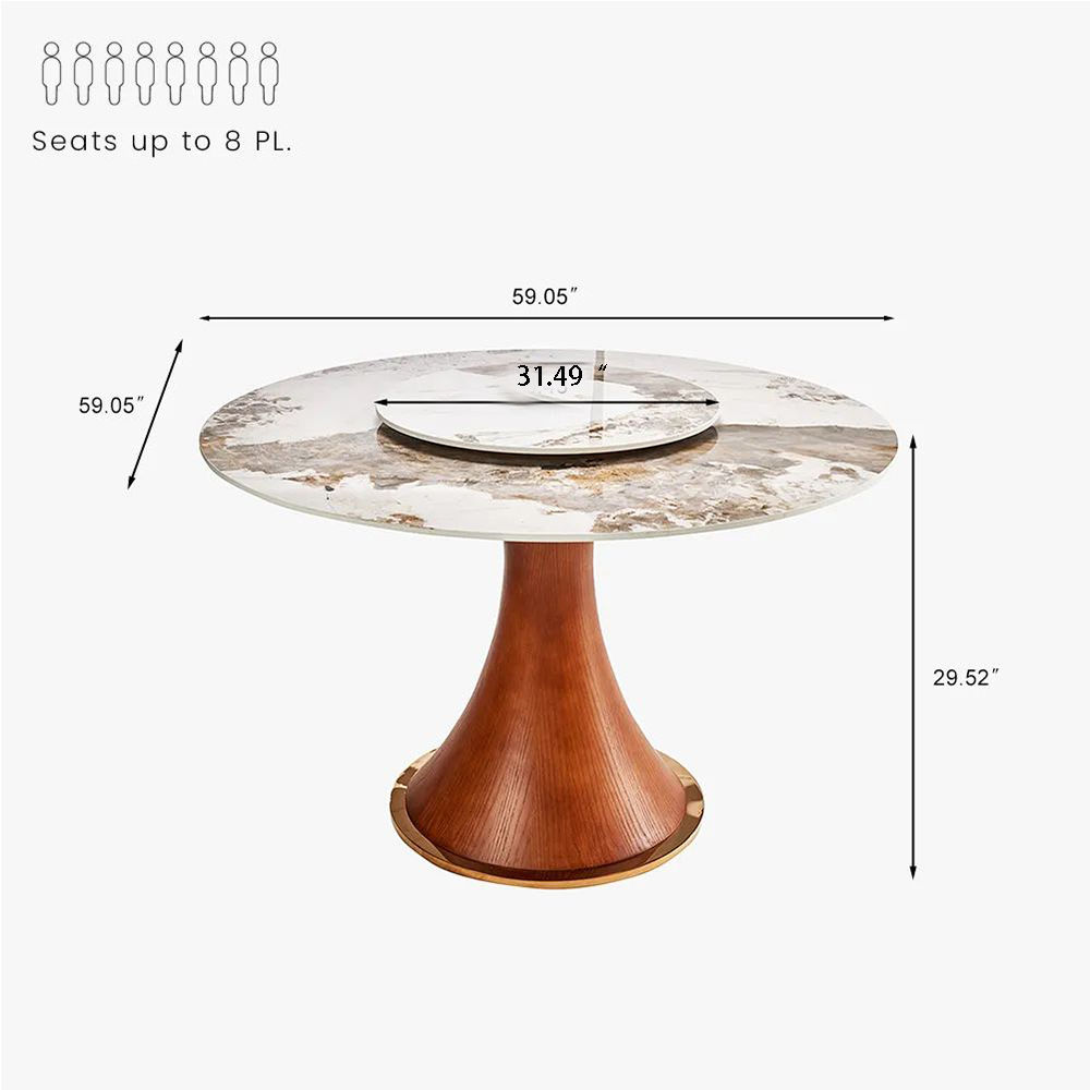 for 6 Wood color Glossy Sintered Stone Dining Tables