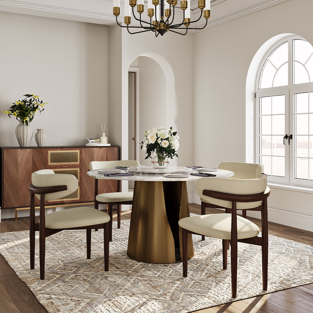Partly Assemble White Glossy Sintered Stone Dining Tables