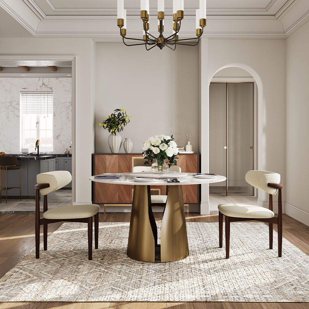for 4 White Glossy Sintered Stone Dining Tables