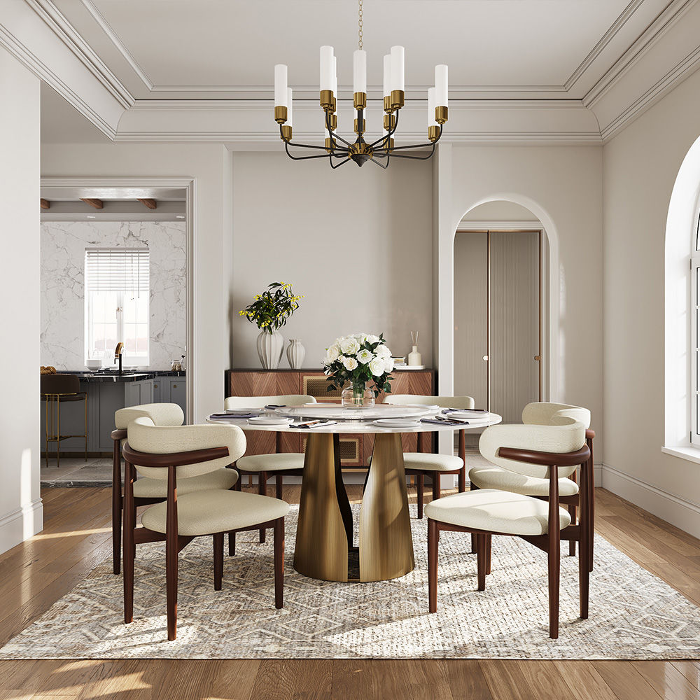 Sintered Stone Bronze & White Glossy Sintered Stone Dining Tables