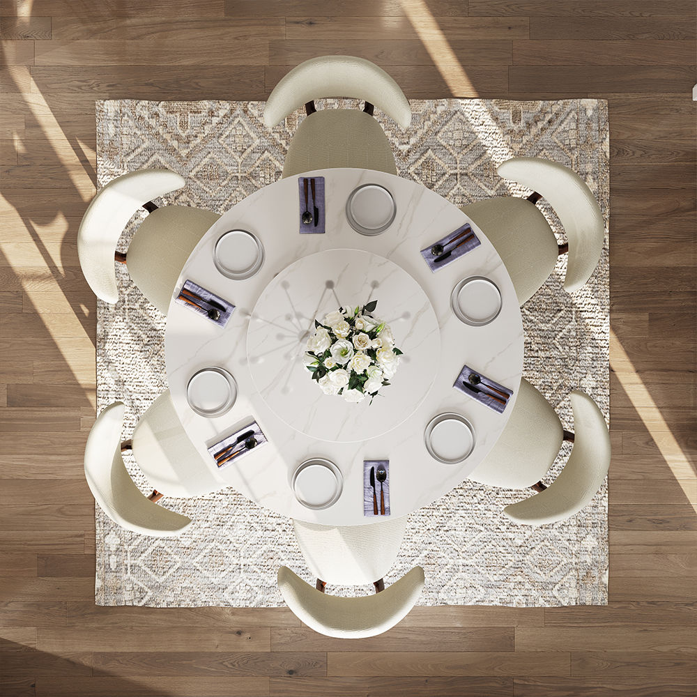 for 4 Bronze & White Glossy Sintered Stone Dining Tables
