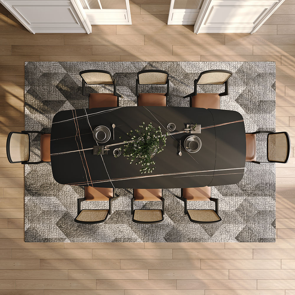 Rectangulaire Noir Pierre frittée mate Extendable Dining Tables