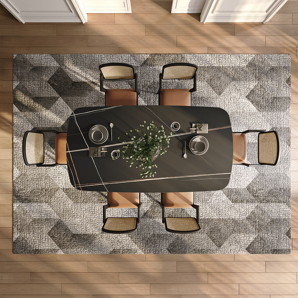 Assemblage partiel Noir Pierre frittée mate Extendable Dining Tables