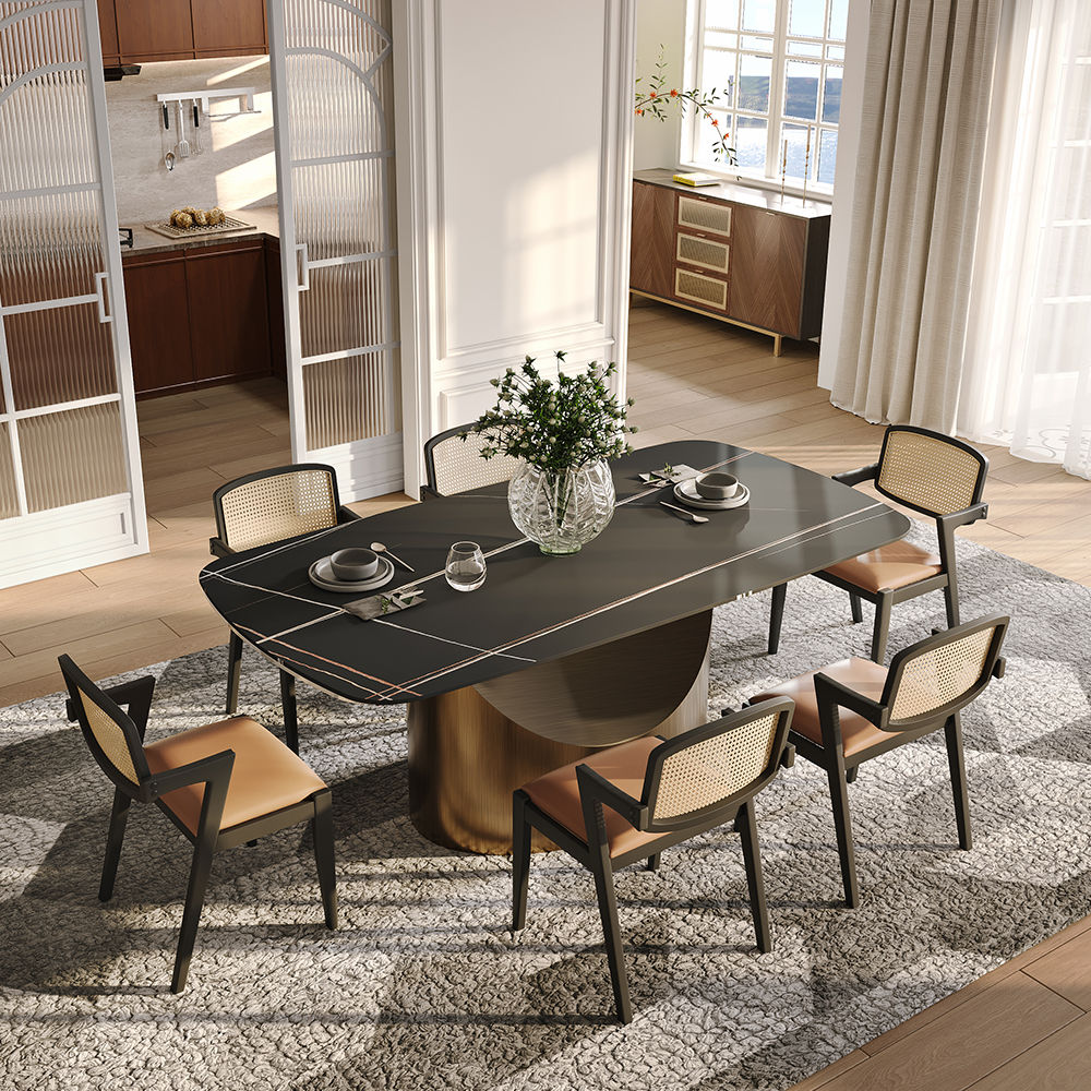 Noir Pierre frittée mate Extendable Dining Tables