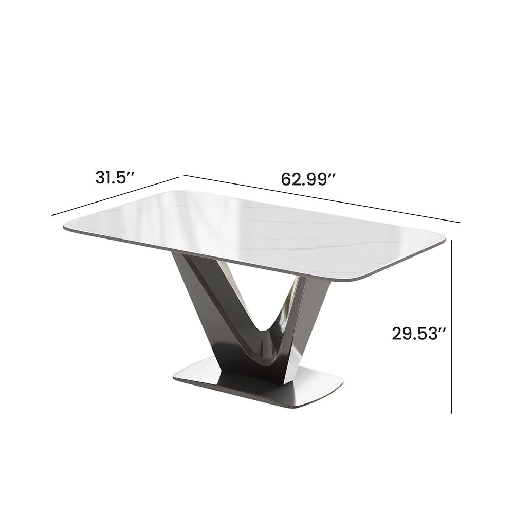 Modern Luxury White Glossy Sintered Stone Dining Tables