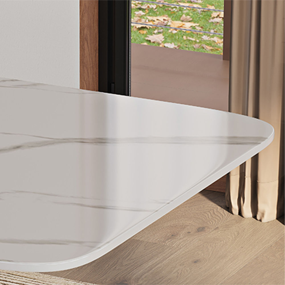 for 6 White Glossy Sintered Stone Dining Tables