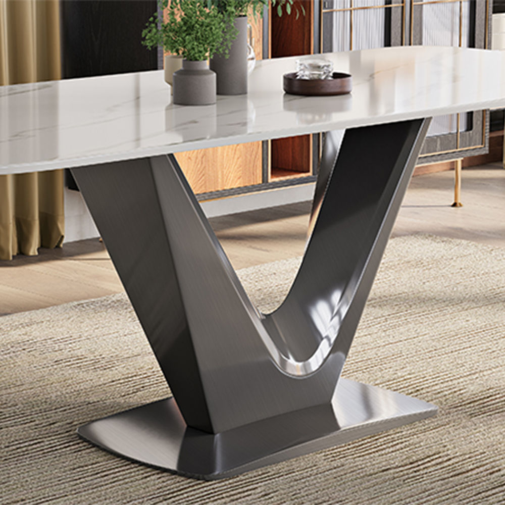 Modern Luxury White Glossy Sintered Stone Dining Tables