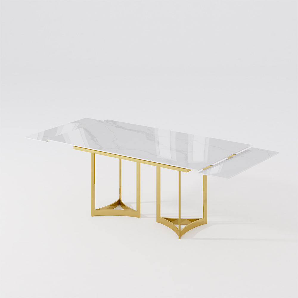 White Glossy Sintered Stone Dining Tables