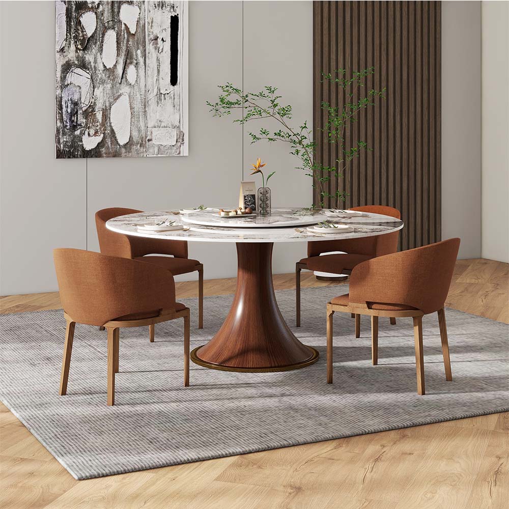 for 6 Wood color Glossy Sintered Stone Dining Tables