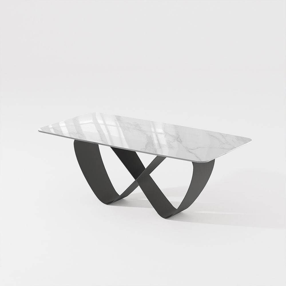 White Glossy Sintered Stone Dining Tables