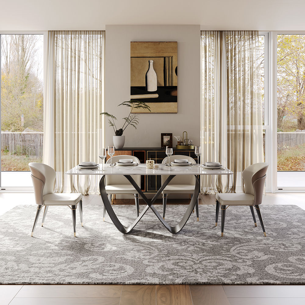 White Glossy Sintered Stone Dining Tables