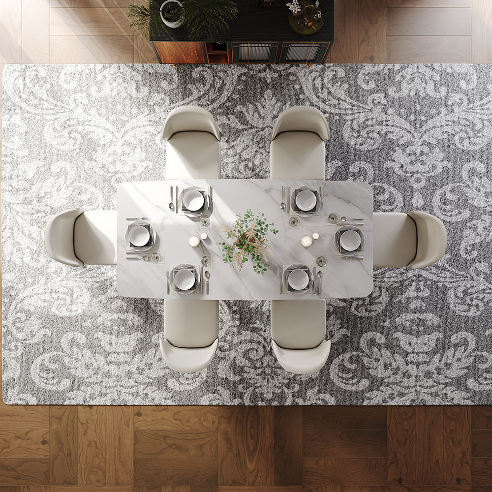 White Glossy Sintered Stone Dining Tables