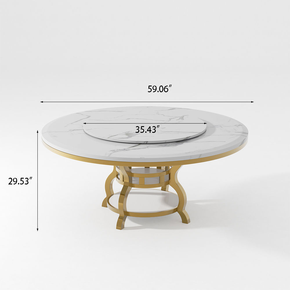 Metal Base White Faux Marble Dining Tables