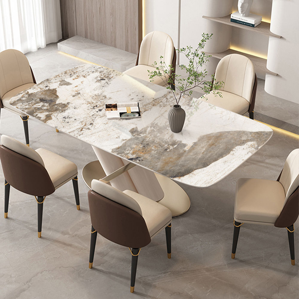 Gold Glossy Sintered Stone Dining Tables