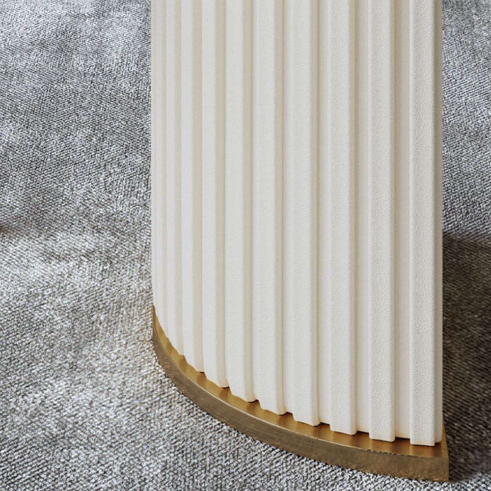 White&Gold Glossy Sintered Stone Dining Tables