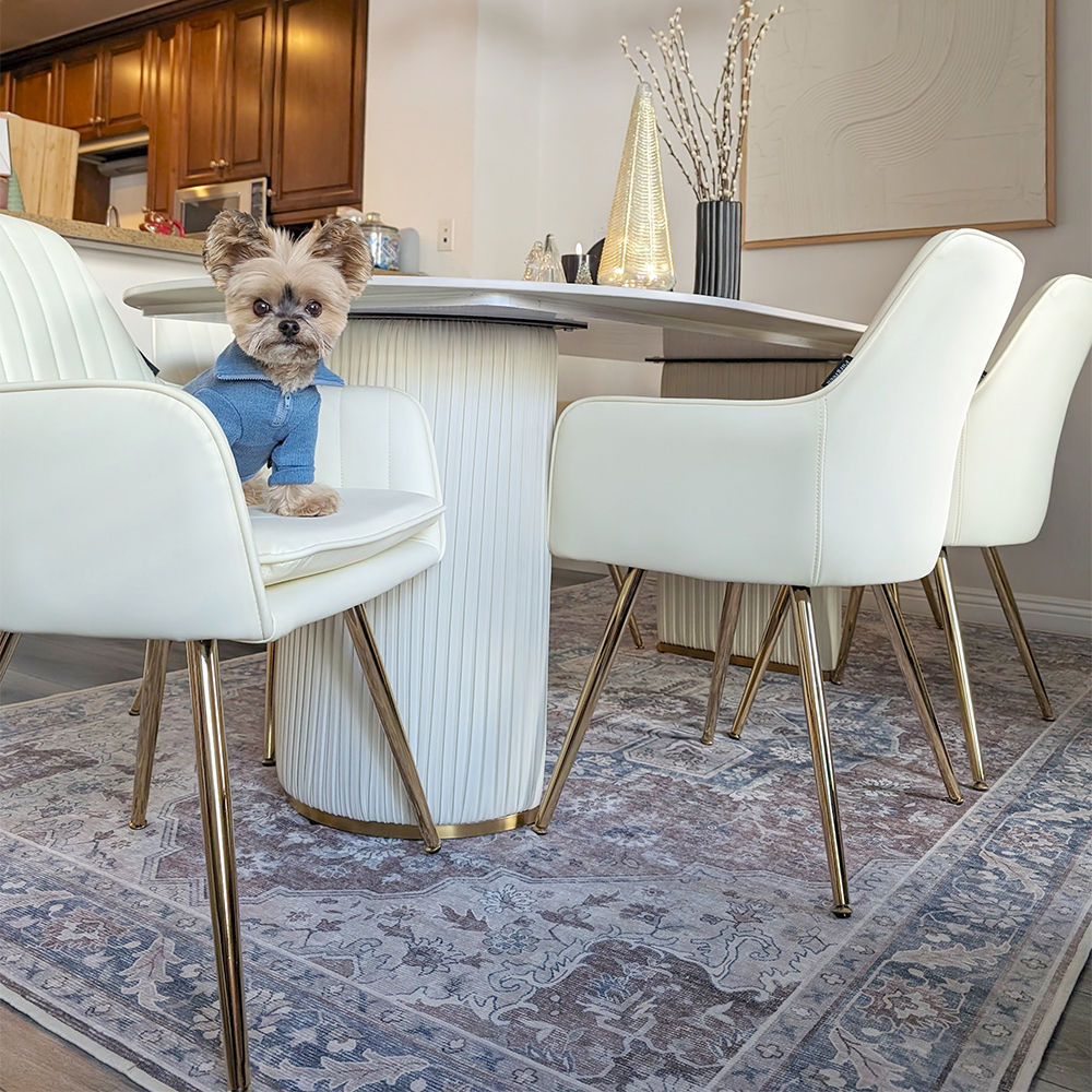 White Glossy Sintered Stone Dining Tables