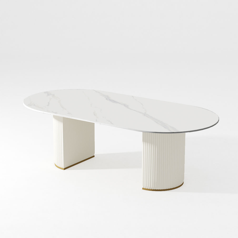 White Matte Sintered Stone Dining Tables