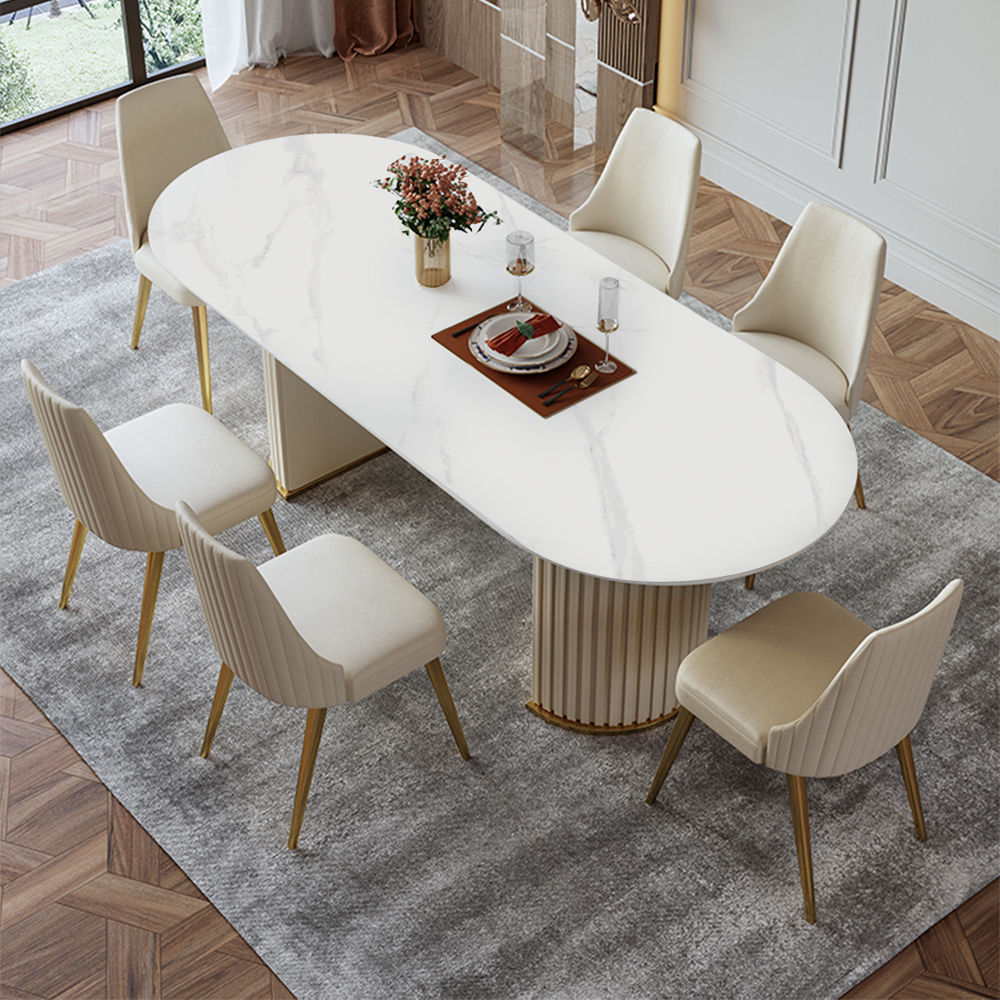 White Matte Sintered Stone Dining Tables