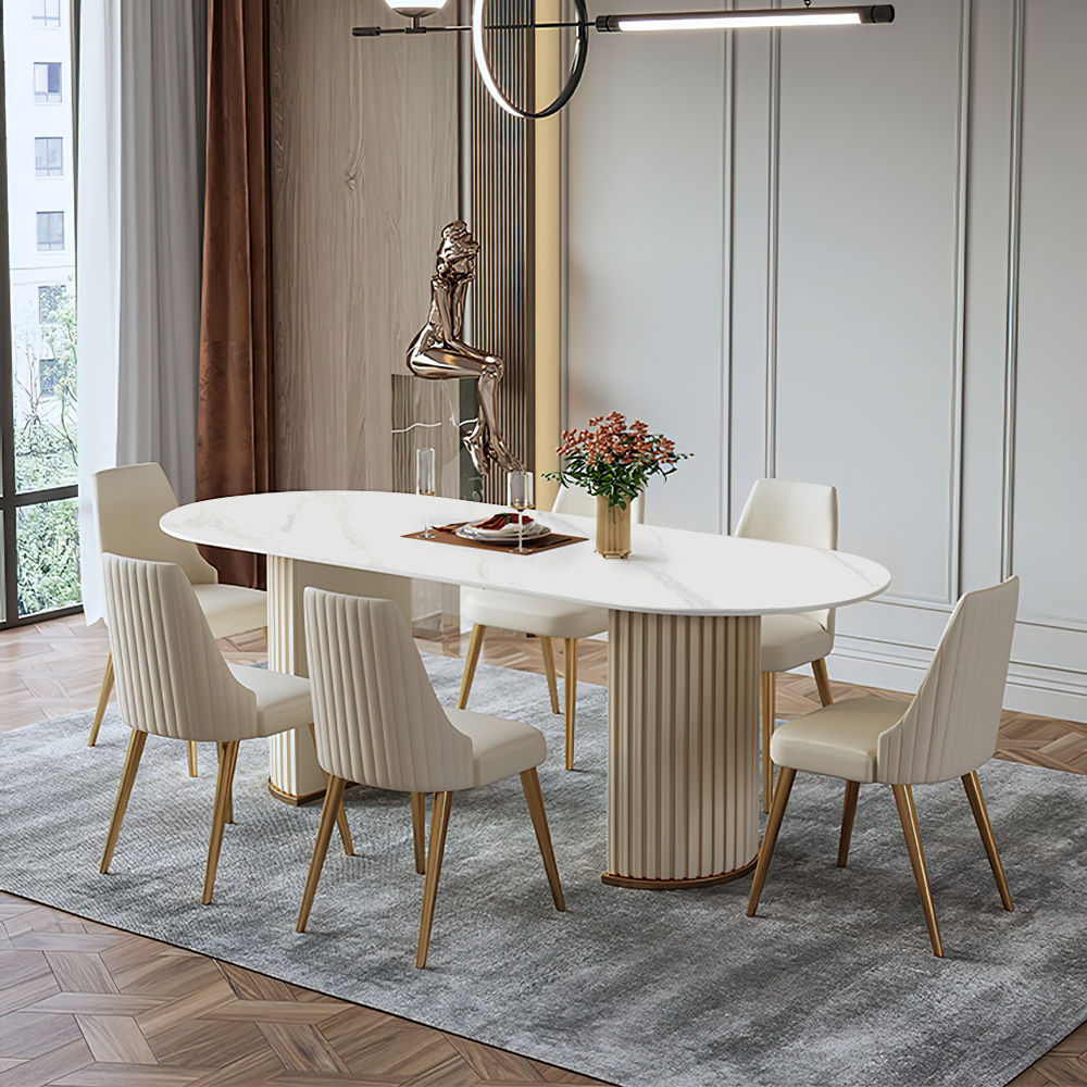 White Matte Sintered Stone Dining Tables