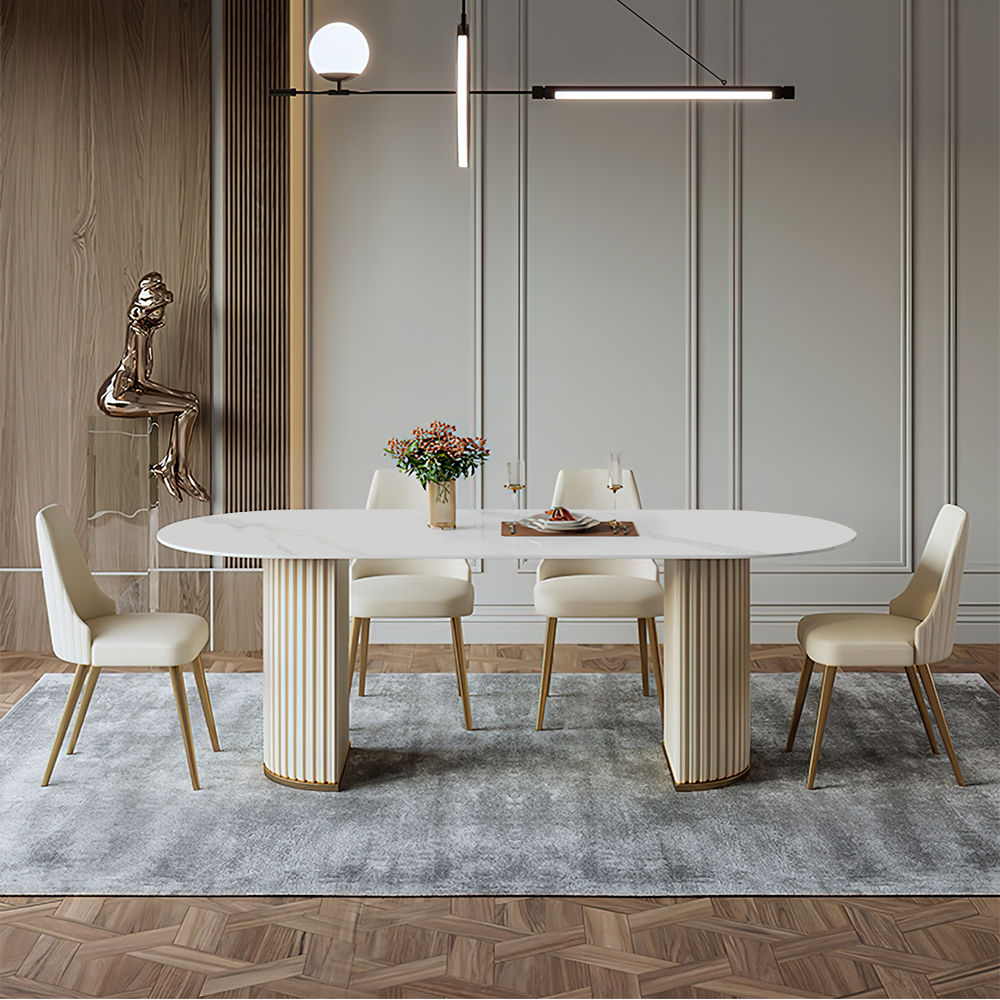 White Matte Sintered Stone Dining Tables