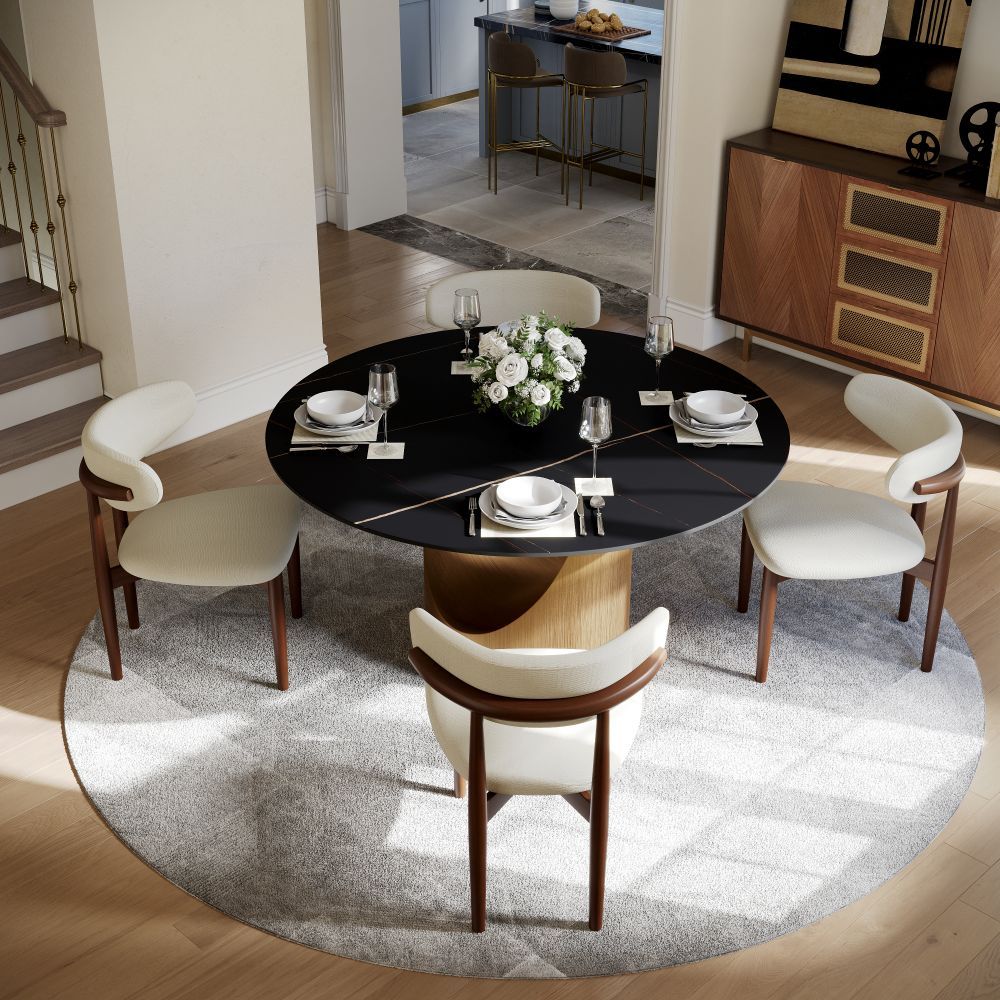 for 6 Black Matte Sintered Stone Dining Tables