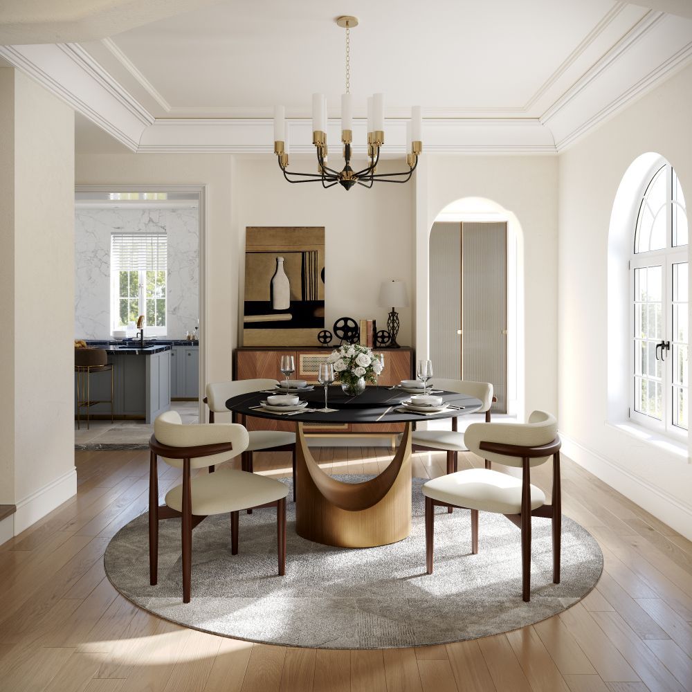 for 6 Black Matte Sintered Stone Dining Tables