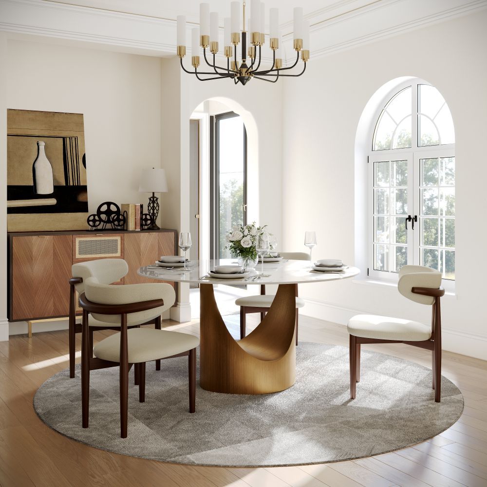 Round White Glossy Sintered Stone Dining Tables
