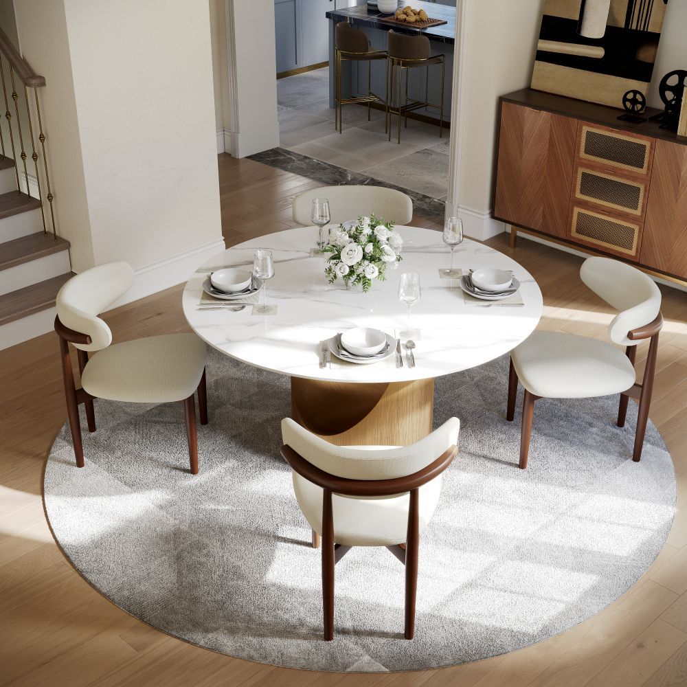 Modern White Glossy Sintered Stone Dining Tables