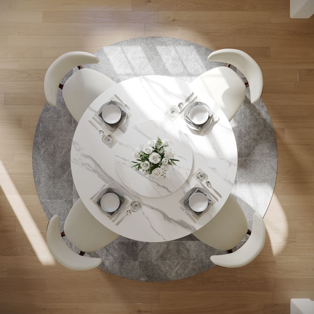Modern White Glossy Sintered Stone Dining Tables