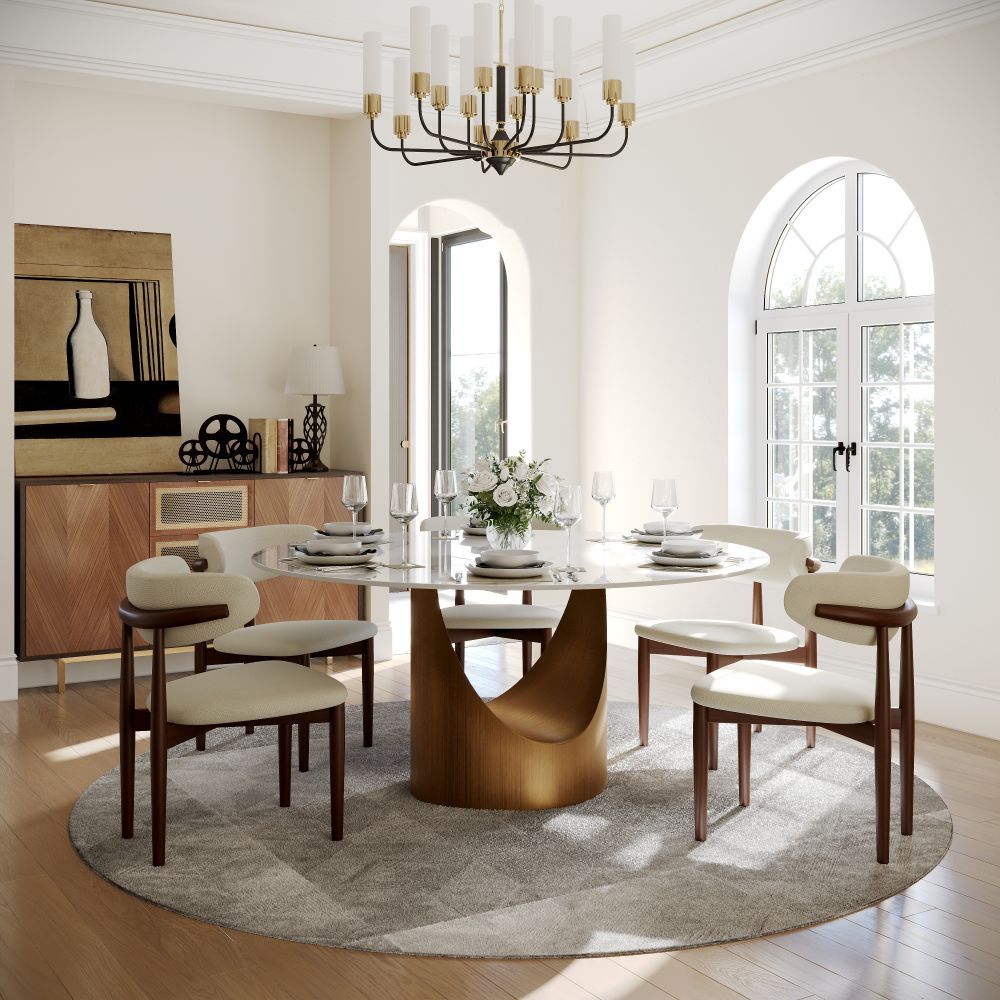 for 4 White Glossy Sintered Stone Dining Tables