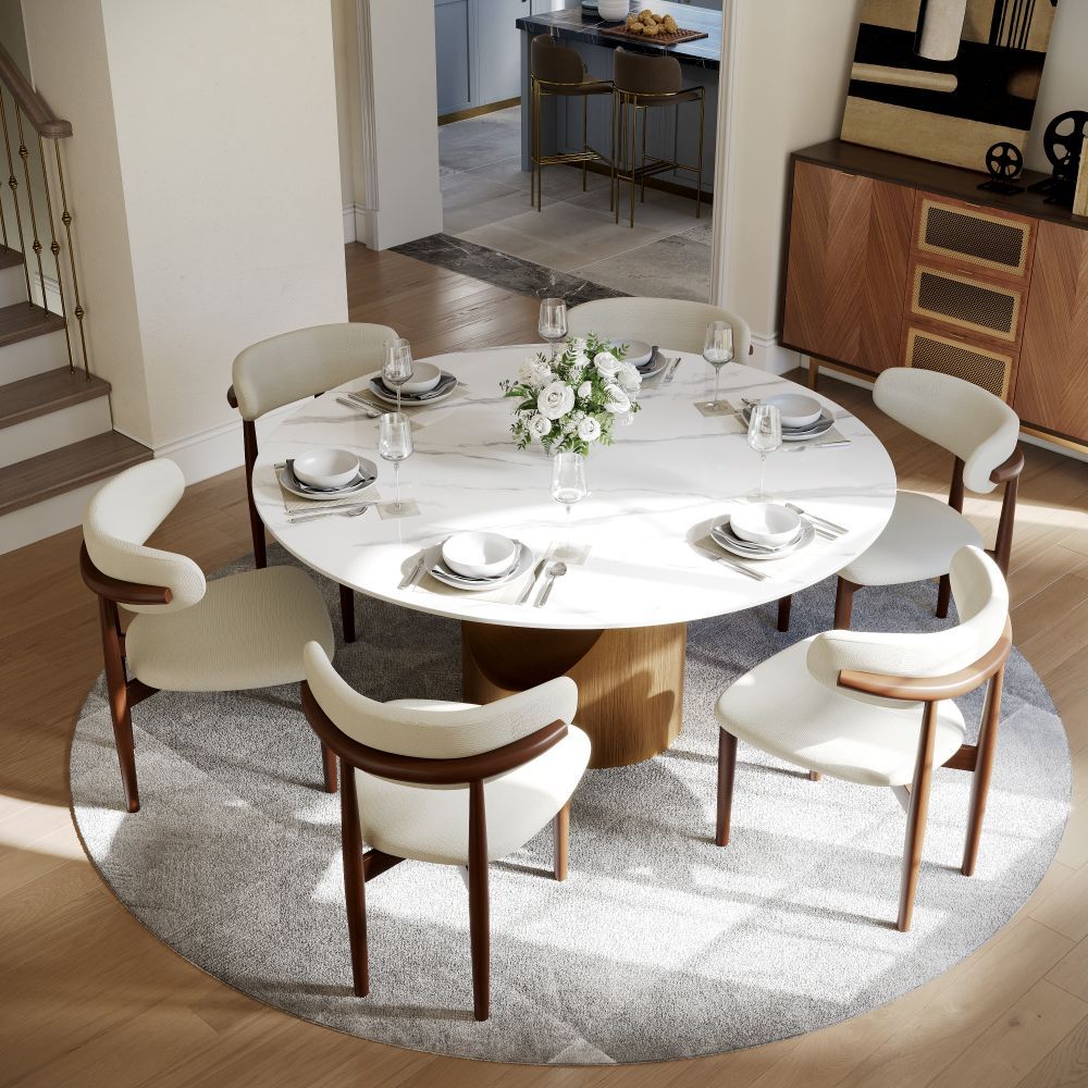 Modern White Glossy Sintered Stone Dining Tables