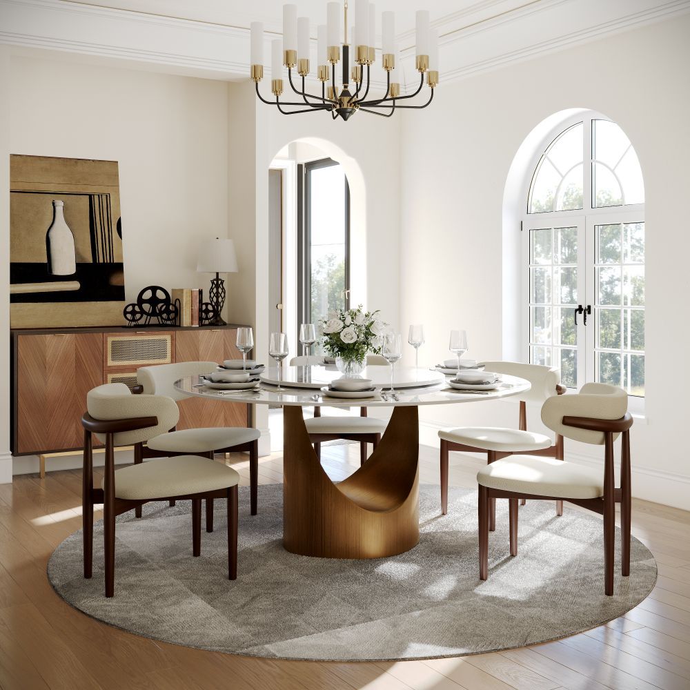 Modern White Glossy Sintered Stone Dining Tables