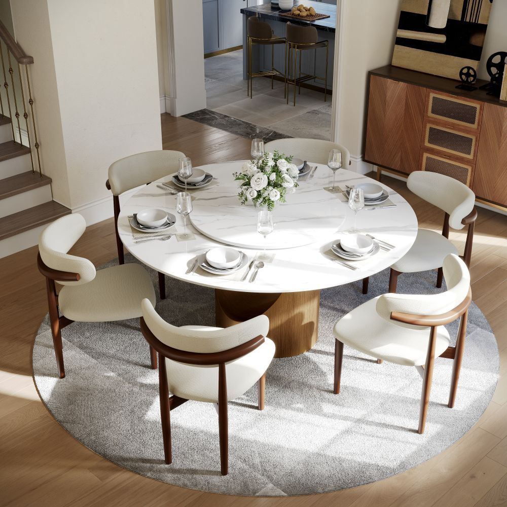Sintered Stone White Glossy Sintered Stone Dining Tables
