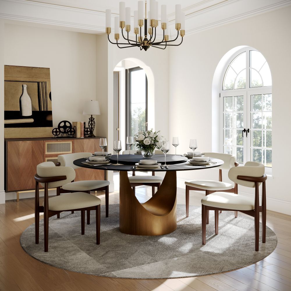 Partly Assemble Black Matte Sintered Stone Dining Tables