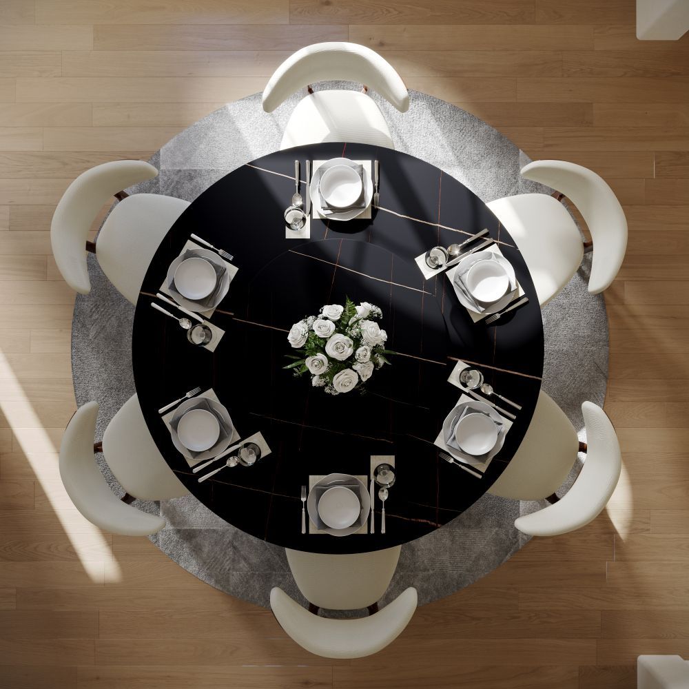 Modern Minimalist Black Matte Sintered Stone Dining Tables