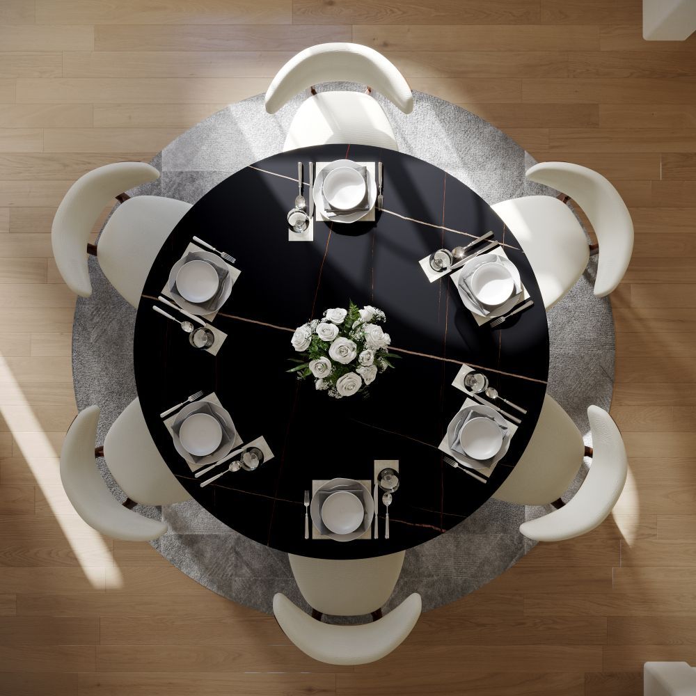 Sintered Stone Black Matte Sintered Stone Dining Tables