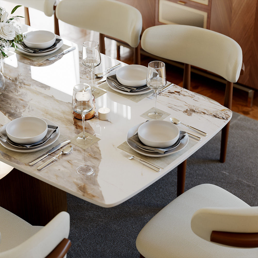 Extendable Bronze & Gold Glossy Sintered Stone Dining Tables