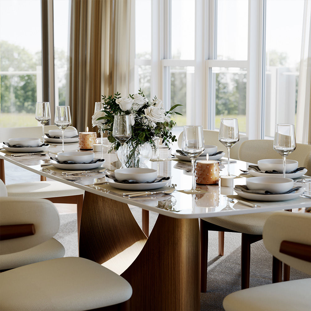 Extendable Bronze & Gold Glossy Sintered Stone Dining Tables
