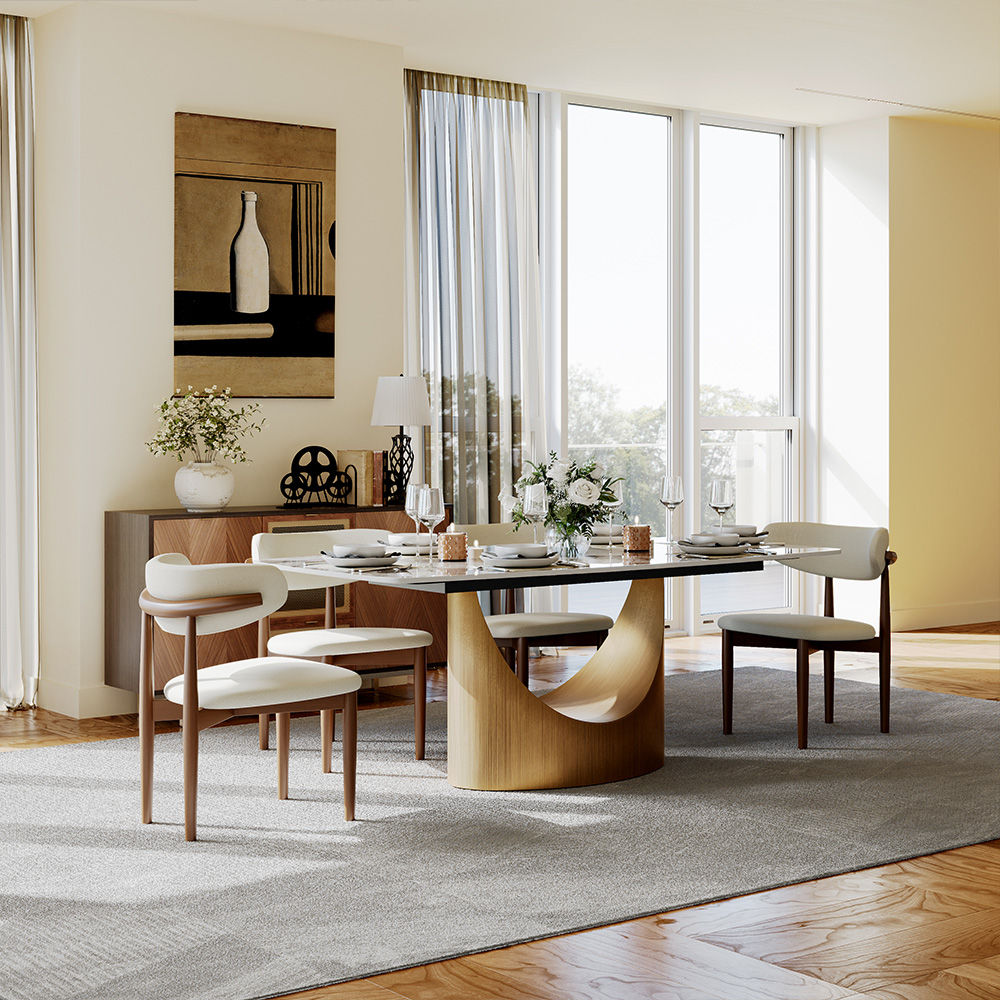 Extendable Bronze & Gold Glossy Sintered Stone Dining Tables