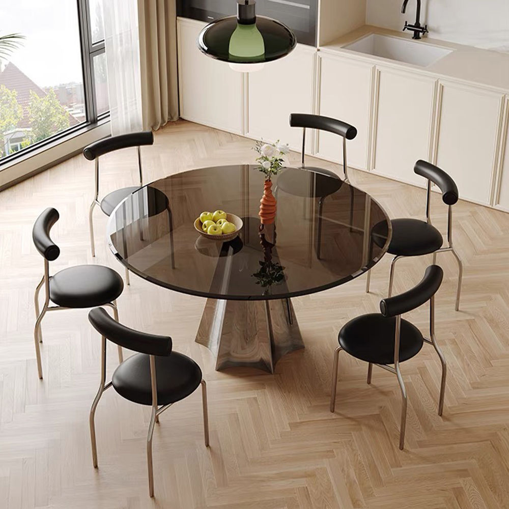 Partly Assemble Black Glass Dining Tables