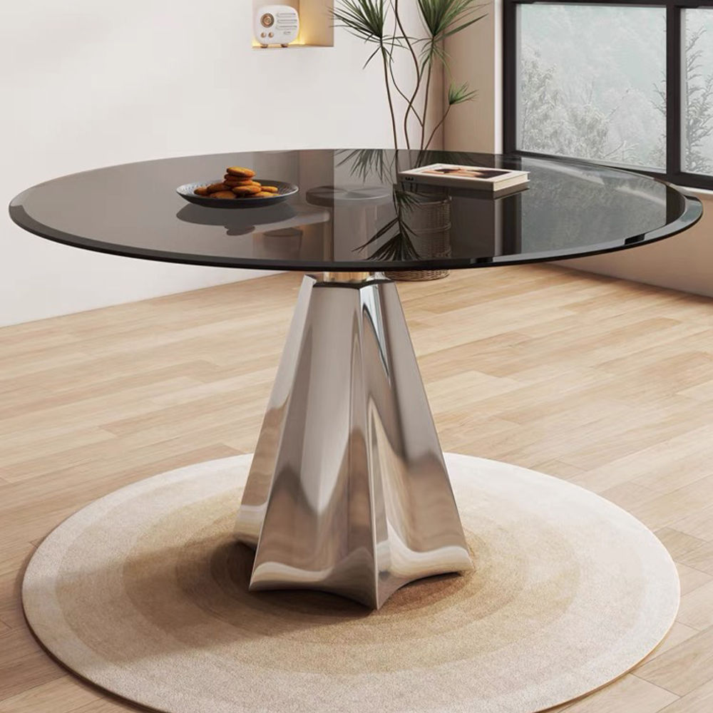 Partly Assemble Black Glass Dining Tables
