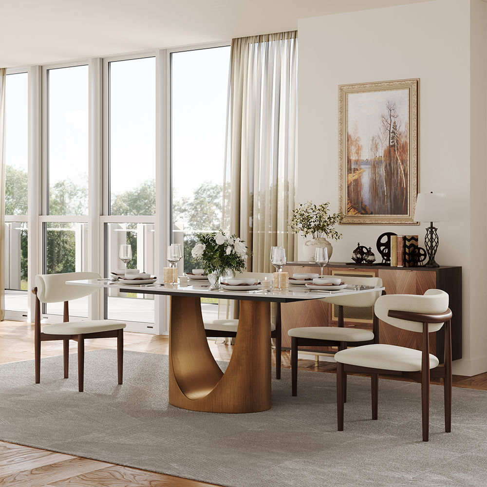 Rectangular White Glossy Sintered Stone Dining Tables