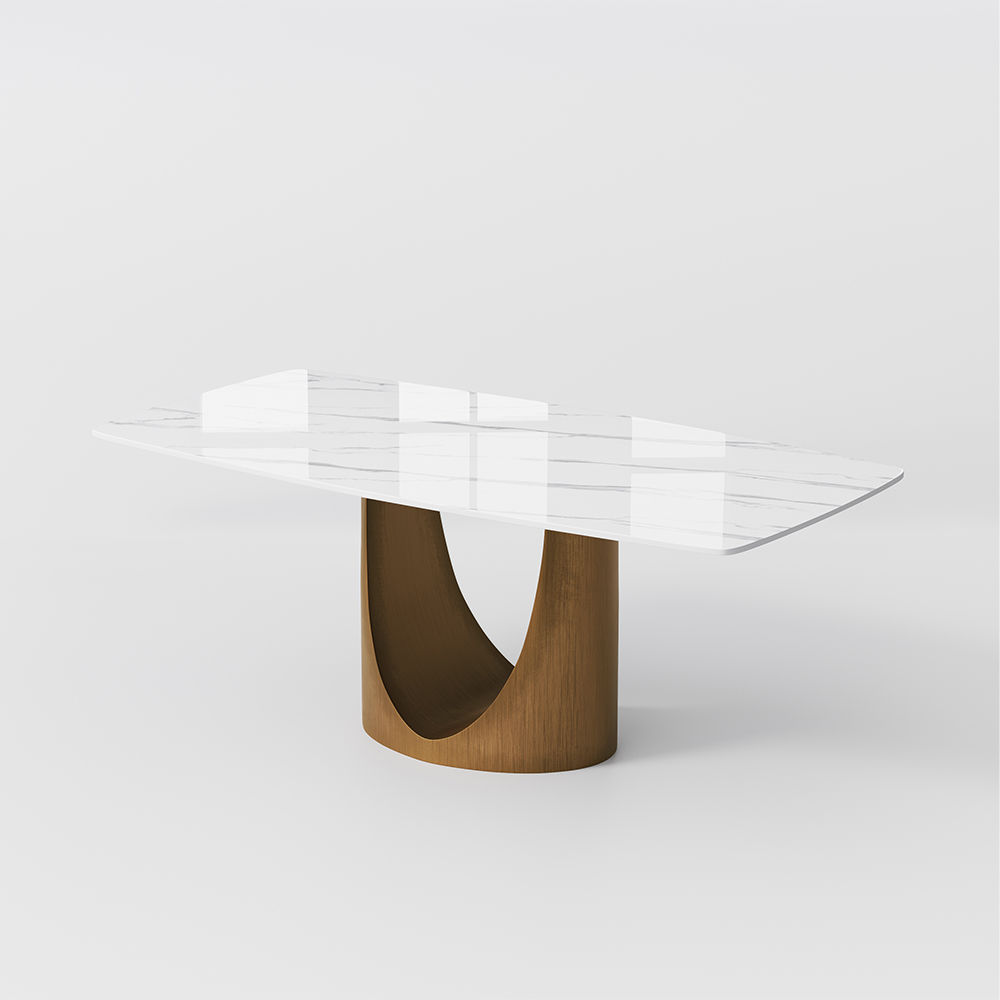 Sintered Stone White Glossy Sintered Stone Dining Tables