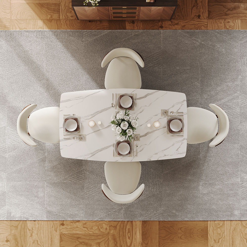 Sintered Stone White Glossy Sintered Stone Dining Tables