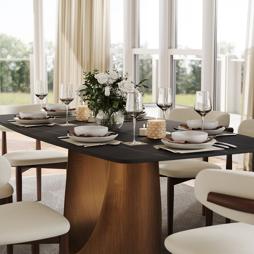 Metal Leg Black Matte Sintered Stone Dining Tables