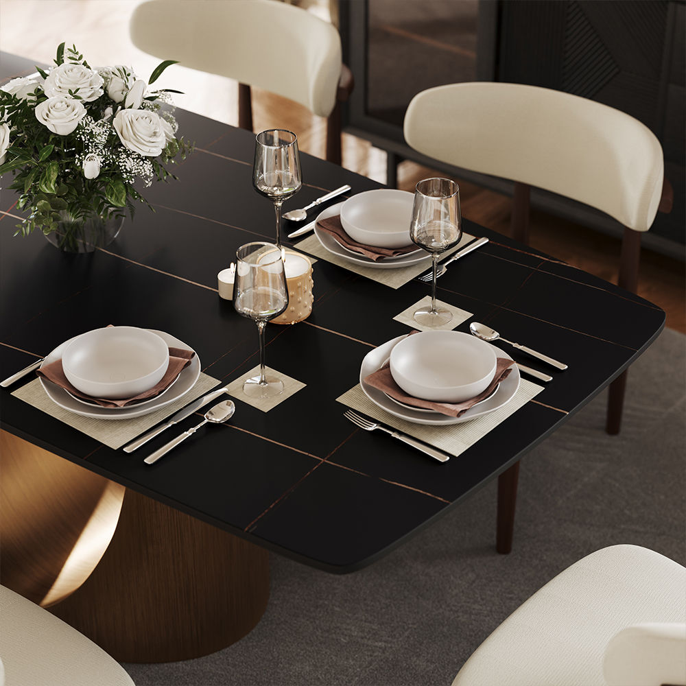 Sintered Stone Black Matte Sintered Stone Dining Tables