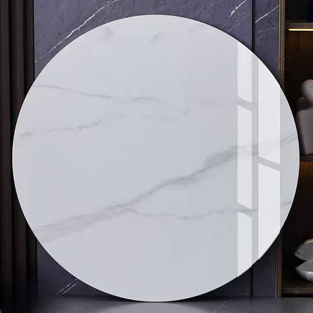 Modern Minimalist White Glossy Sintered Stone Dining Tables